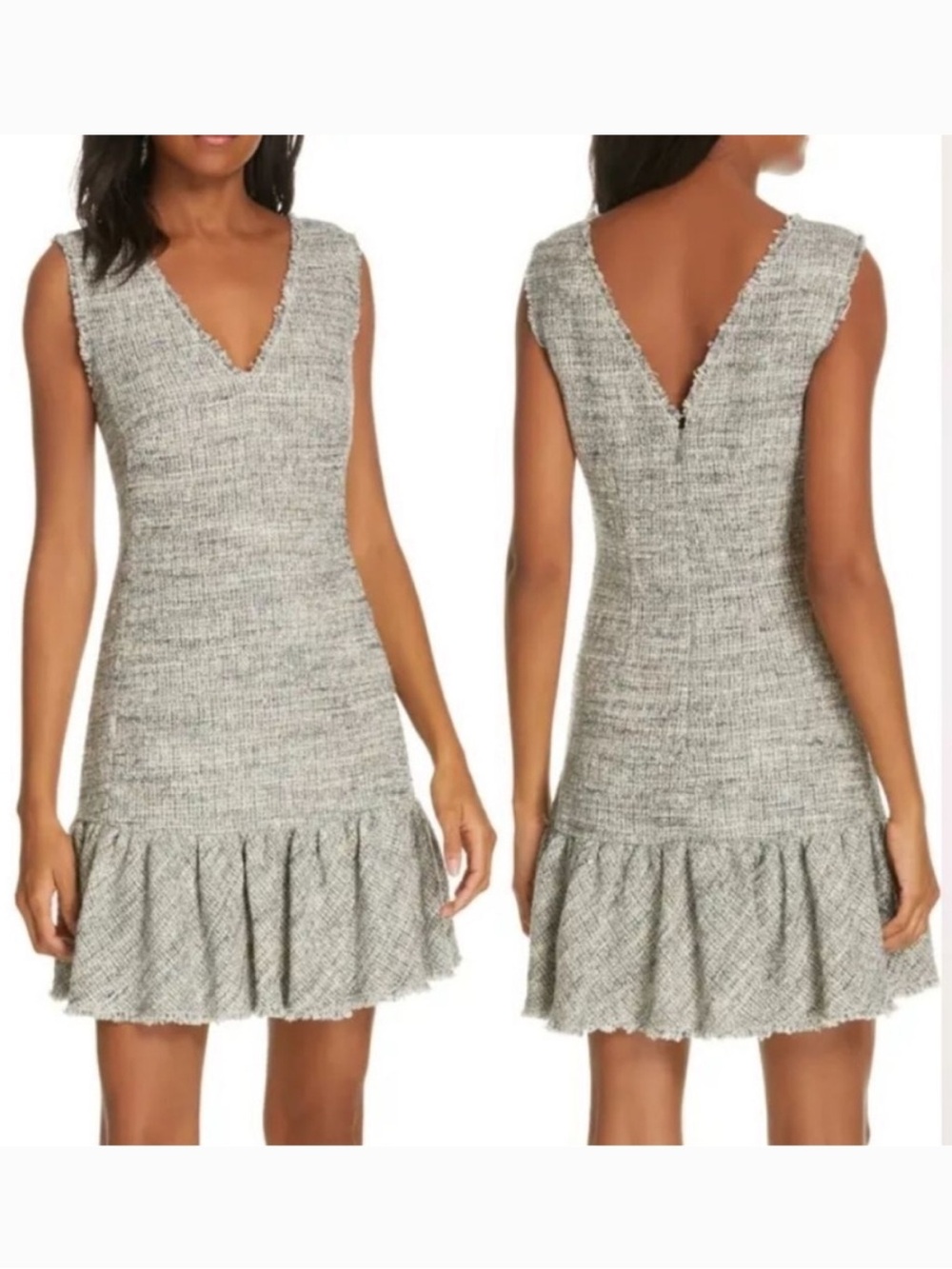 Rebecca Taylor Tweed Ruffle Hem Panel Dress Sz 10